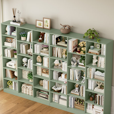 74"h X 59"w 6-tier Large Wood Storage Bookcase (set Of 2)