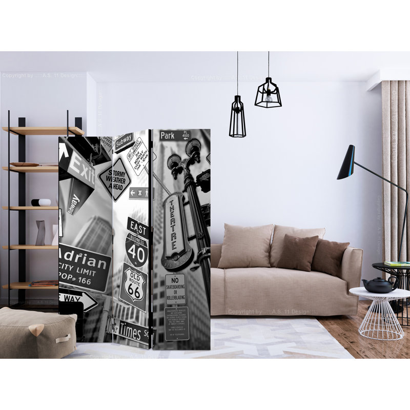 Glodine 135 cm W x 172 cm H 3 - Panel Solid Wood Folding Room Divider