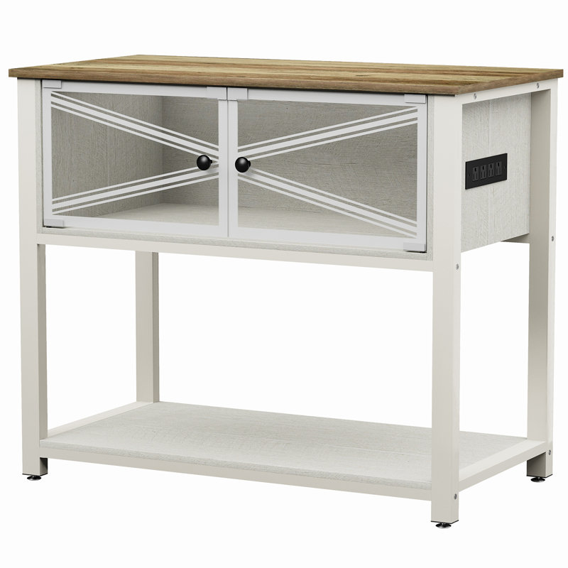 White Heavy Duty Metal Aquarium Stand with Storage Cabinet and LED Light