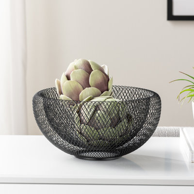 Black Mesh Metal Double Wall Bowl (9.5 Inch)