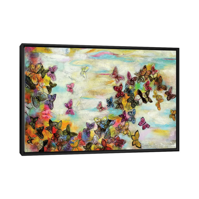 Mariposas II - impression sur toile tendue, H 18 po x l 26 po x P 1,5 po, Toile avec cadre noir