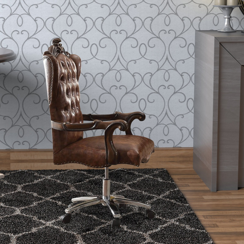 Versailles Executive Swivel Tufted Office Chair, Brown, Cherry
