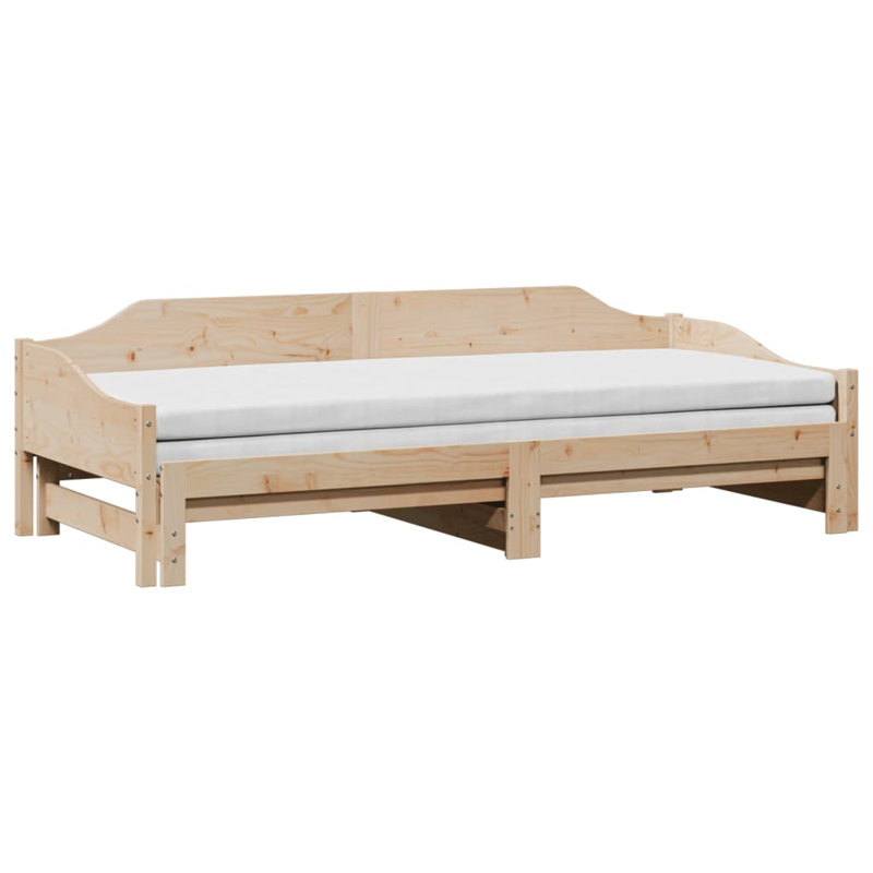 Capirano Solid Wood Daybed with Trundle, European Single (90 x 200cm), Natural