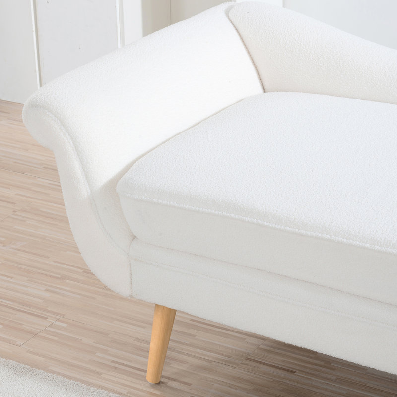 Chaise longue avec accoudoirs à volutes, support pour le dos confortable, éponge haute, pied en bouleau importé, revêtement doux de 28,01 po x l 68,74 po et H 28,59 po, pieds stables à rebond élevé, apparence élégante,