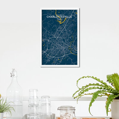 Charlottesville, carte de la ville, impression graphique