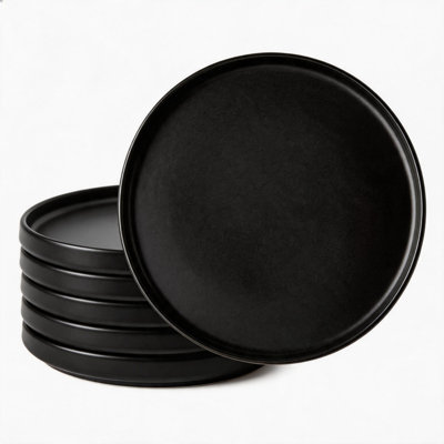 Matte Glaze 8 Inch Ceramic Dinner Plates Set of 6 Practical Kitchen Tableware