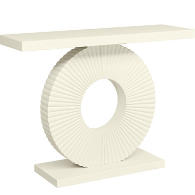 40 Inch Modern White Console Table with Geometric Base for Entryway, Hallway, and Living Room Accent