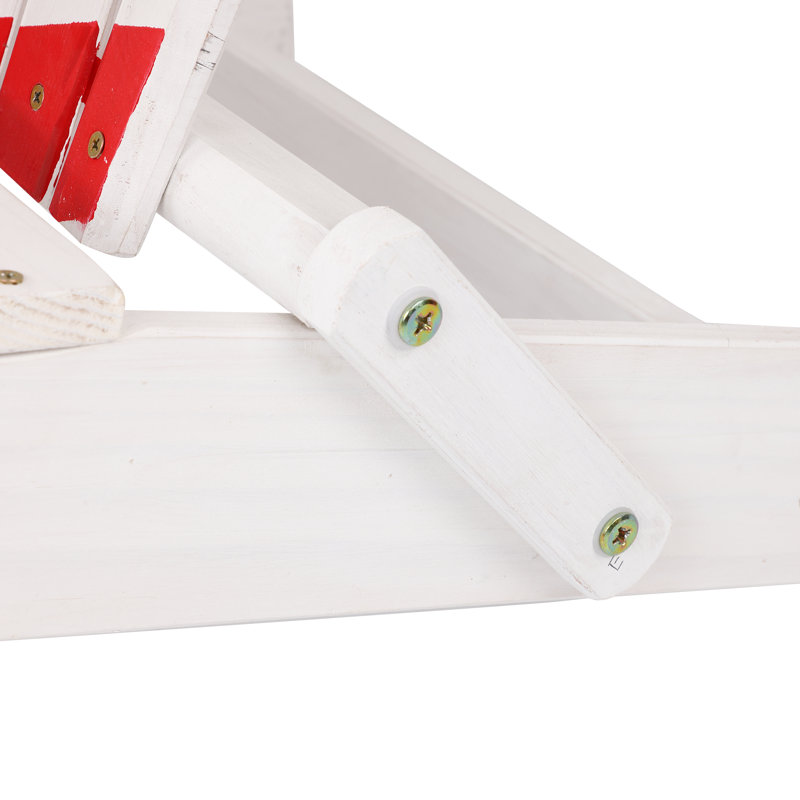 36.1'' H American Flag Outdoor Wood Adirondack Chair, Patriotic Solid Wood Patio Lounge Chair