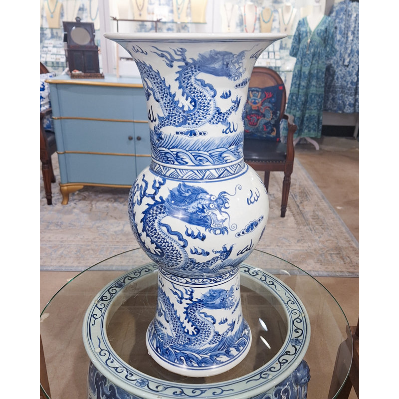 Blue and White Dragon Vase