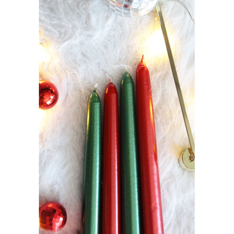 Ensemble de bougies élégantes (4 pièces), vert et rouge, 3,9 po x 9,8 po | 100% cire de paraffine avec mèches de coton | Parfait pour la décoration intérieure, la détente et les occasions spéciales, l'ambiance durable et parfumée