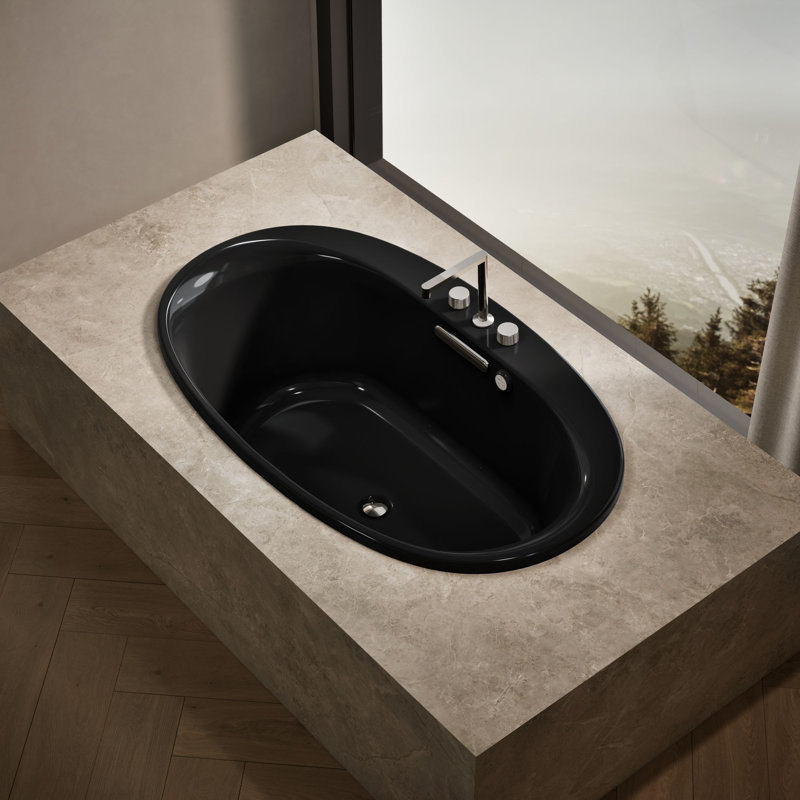 Chauffe-bain tourbillon encastrable ovale encastrable 60 po x 36 po, Noir