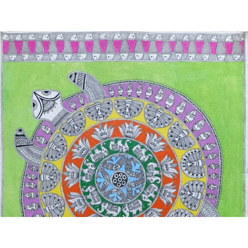 Connaissances en coquillage - Tortue Godna | Acrylique sur papier | Par Abhilasha Raut