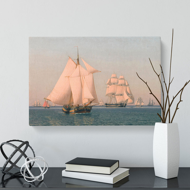 Ships Under Sail by Christoffer Wilhelm Eckersberg - Wrapped Canvas Painting, 35cm H x 50cm W x 3cm D