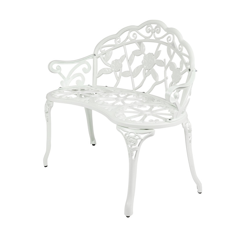  Shatley Metal Rose Garden Bench, White