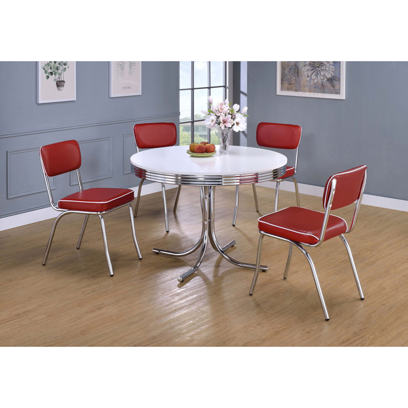 Brilliana 4-Person Pedestal Dining Set with Cushions, Red