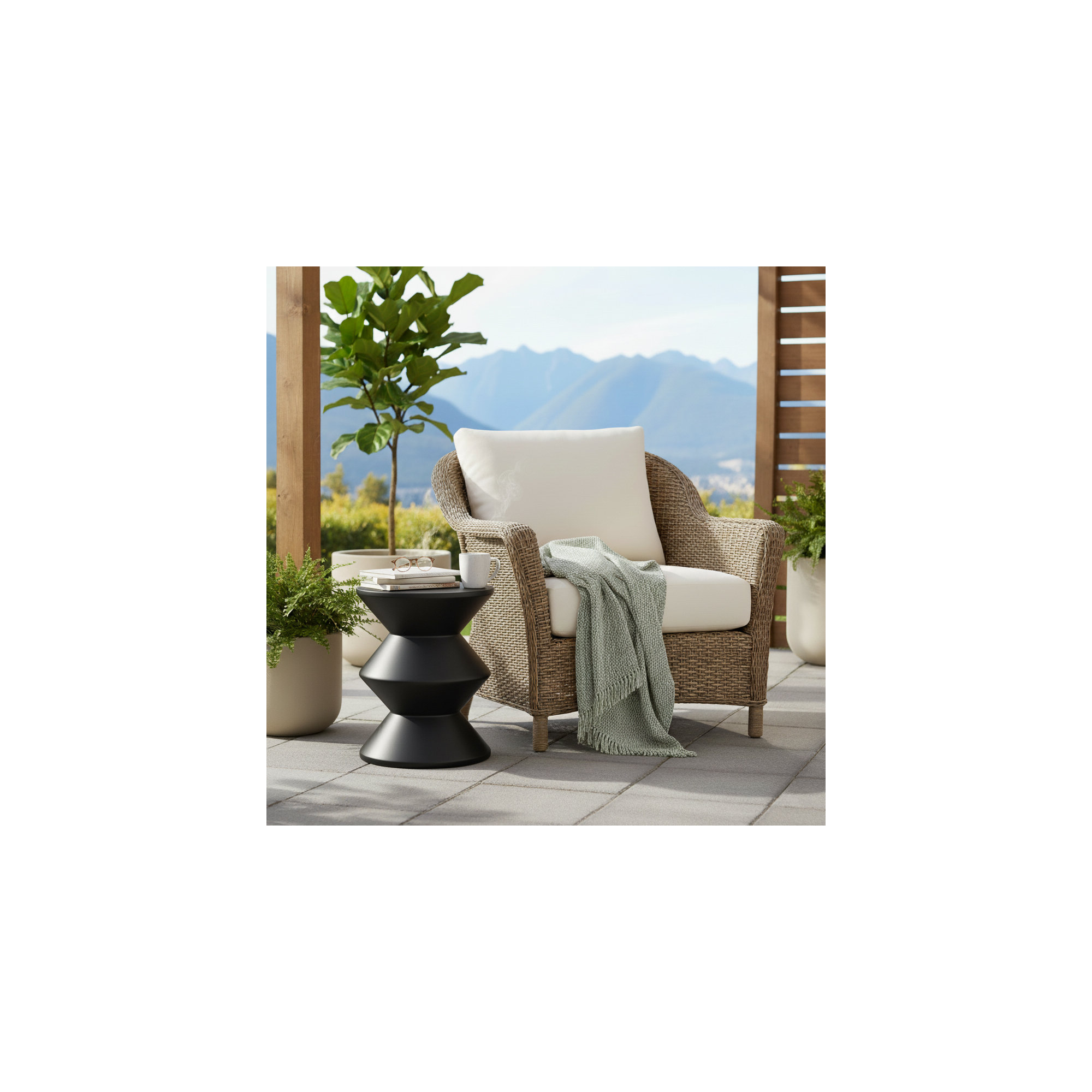 Isiah Concrete Inverted Side Table, Black