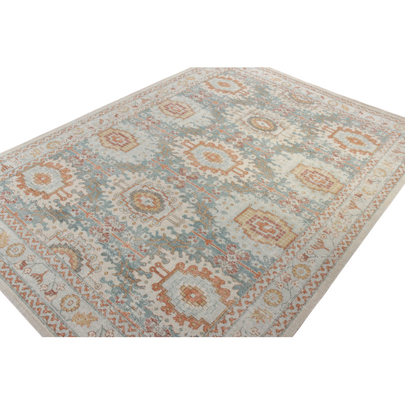 Distressed Homage Hand Knotted Wool Geometric Area Rug, Runner 3' x 8'