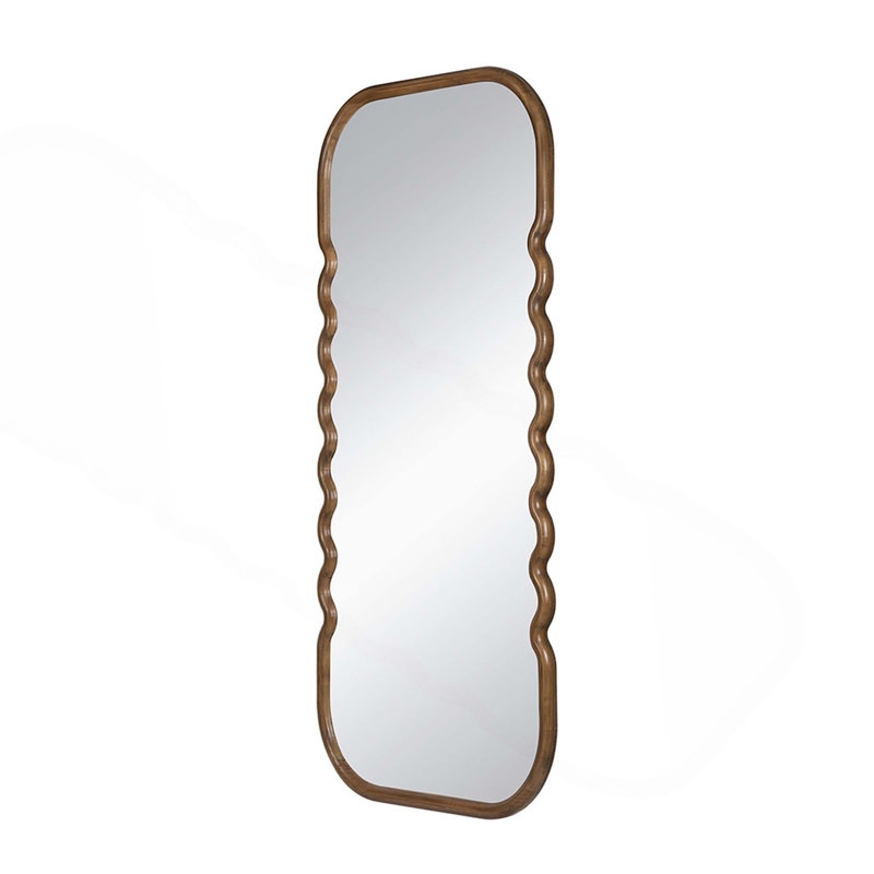 Oversized Wooden Floor Mirror With Curved Silhouette For Full Reflection And Decor Enhancement
