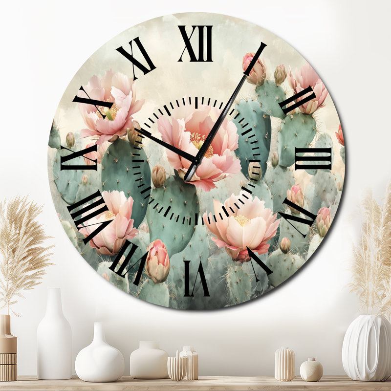 Horloge murale Blush Cactus Desert Bloom - Southwestern, Surdimensionné