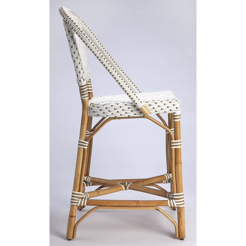 Solstice Rattan 25" Counter Stool, White/Tan