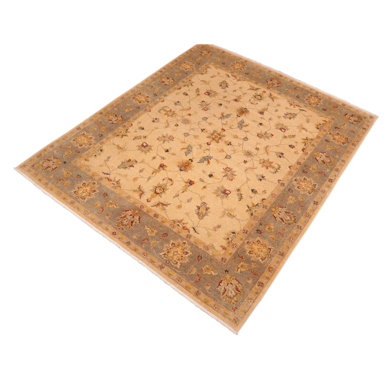 Laine beige noué à la main 8 pi 1 po x 10 pi 2 po Maragare