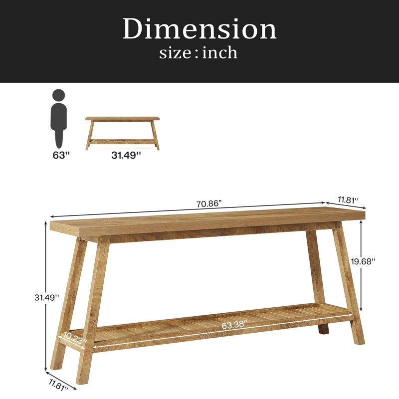 2-Tier Entryway Table,Sofa Table,Space-Saving Console Table, Light Brown