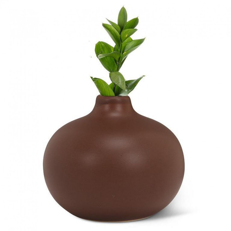 Ball Bud Vase, 3.50" H x 4" W x 4" D, Brown
