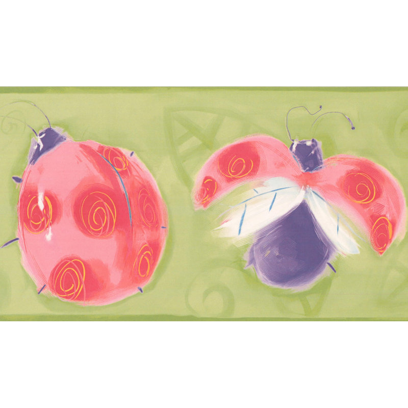 Bordure murale coccinelle, Rose / vert olive