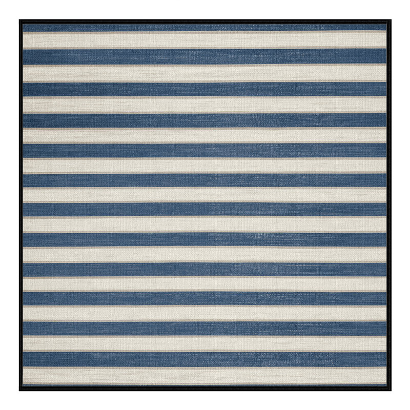 Tapis gris à rayures horizontales lavable à la machine, Carré 6 pi