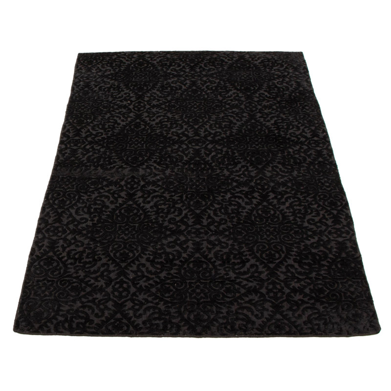 Tapis noir noué à la main Tietjen
