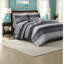 Ensemble de literie pour grand lit de luxe 9 pièces, microfibre ultra-douce avec draps en coton, motif à rayures moderne pour la chambre à coucher