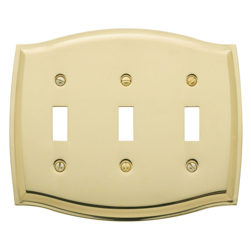 Colonial 3-Gang Toggle Light Switch Wall Plate, Polished Brass