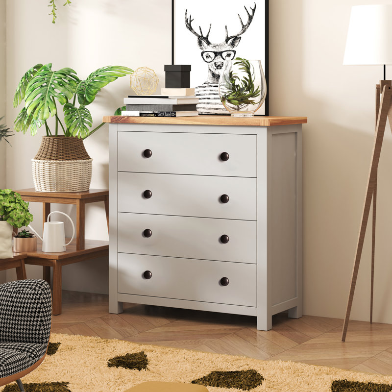 Eshelman 90cm W 4 - Drawer Chest of Drawers, Brass