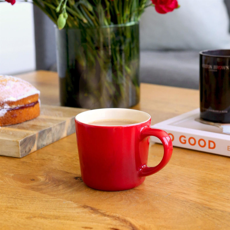 Argon Tableware - 330ml Ombre Coffee Mug - Glazed New Bone China Drinking Cup, Red, 4