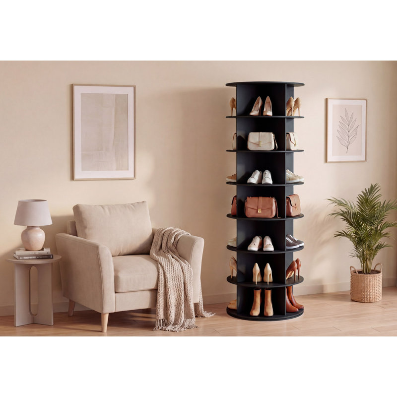Range-chaussures rotatif 23 niveaux 23,2 po, organisateur de chaussures 28 paires, Noir