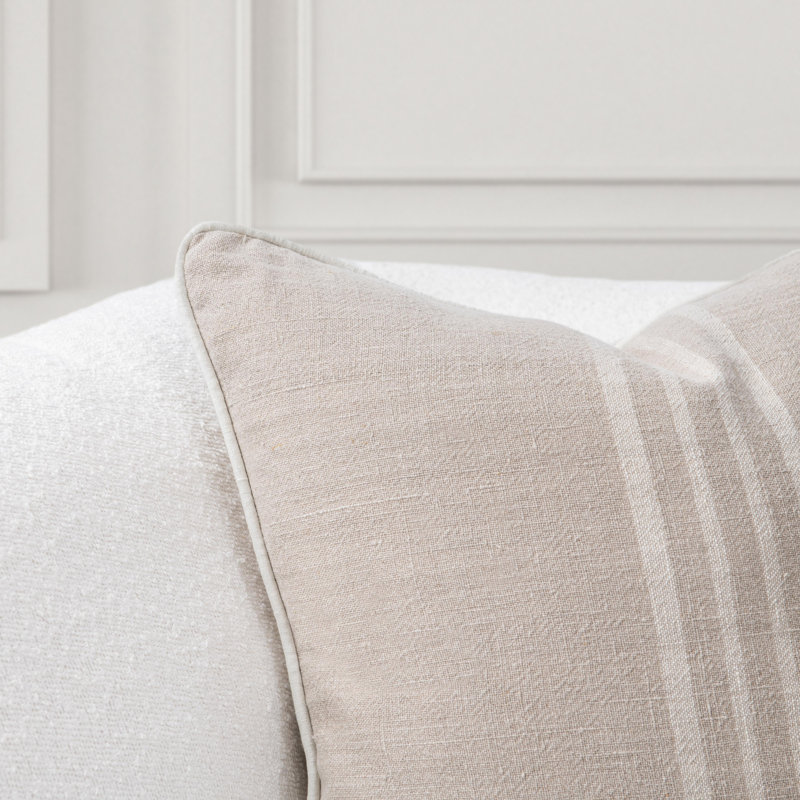 Newport  Linen Fabric Throw Pillow, Square 22", Ivory