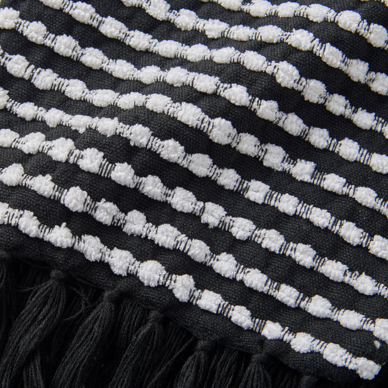 Stab Stitch 125x150cm Blanket Throw, Black