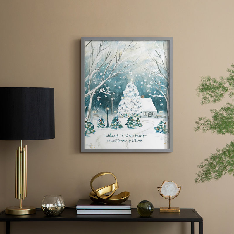«Christmas Holiday», art encadré Dcccxxxi - bois massif, H 11 po x l 9 po, Gris