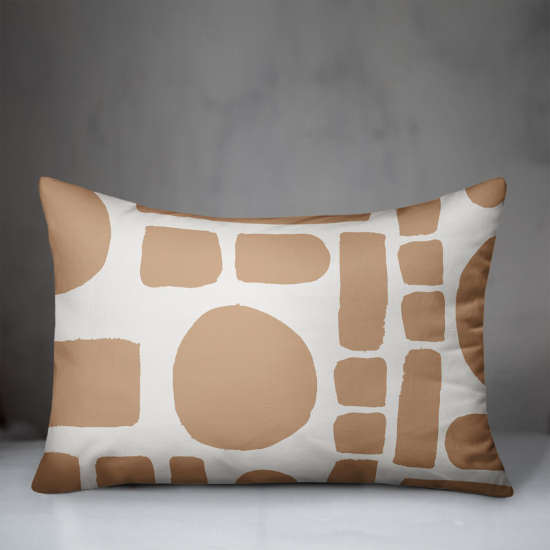  Coussin intérieur / extérieur géométrique, Blanc/Brun clair