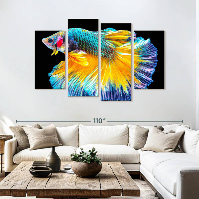 Poisson Betta Brampt multicolore, H 54 po x l 84 po