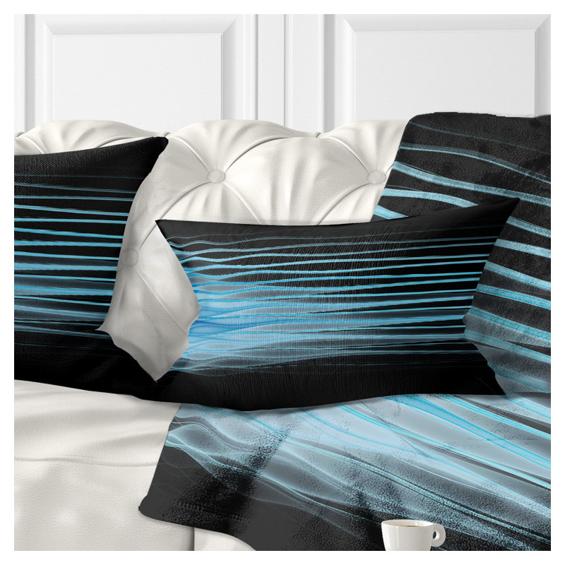 Flammes fractales bleu clair - coussin décoratif imprimé abstrait