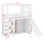 Lit mezzanine avec garde-robe, tablettes de rangement