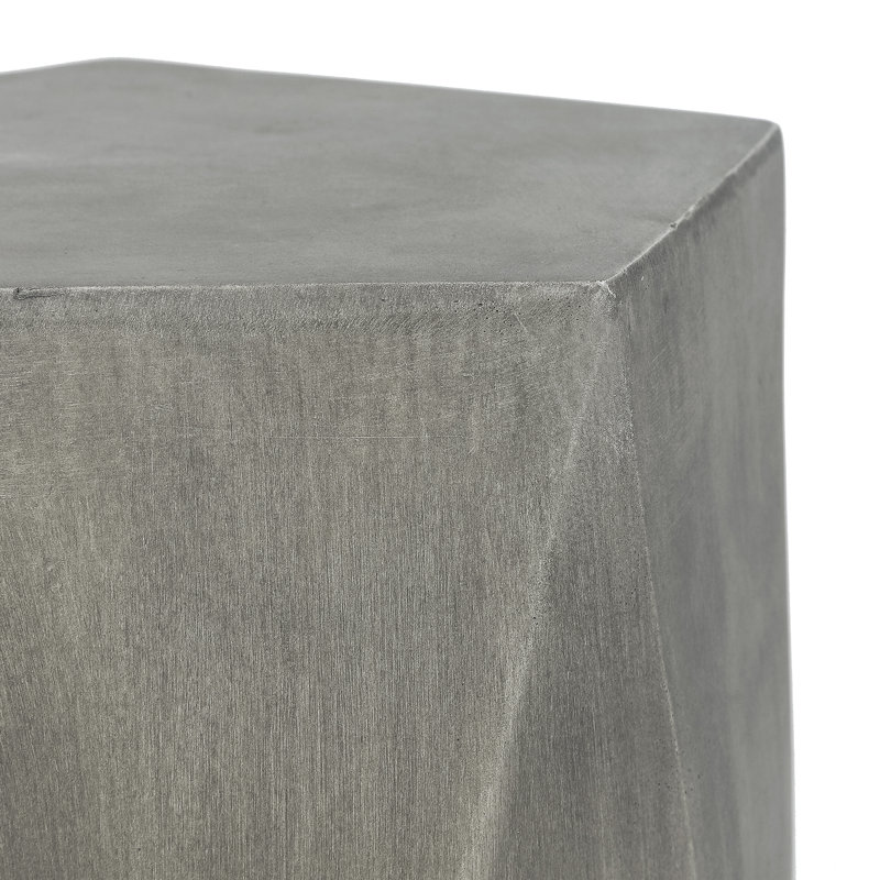 Elyas Matte Black Geometric Concrete Outdoor Side Table