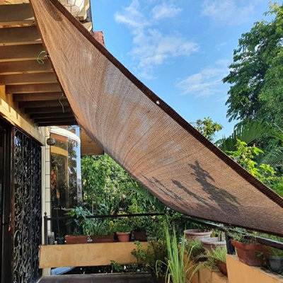 Écran d'intimité de clôture 6 pi 6 po x 9 pi 9 po, toile pare-soleil à blocs UV à 80% pour balcon, patio, cour arrière - Écran d'extérieur respirant avec œillets et corde