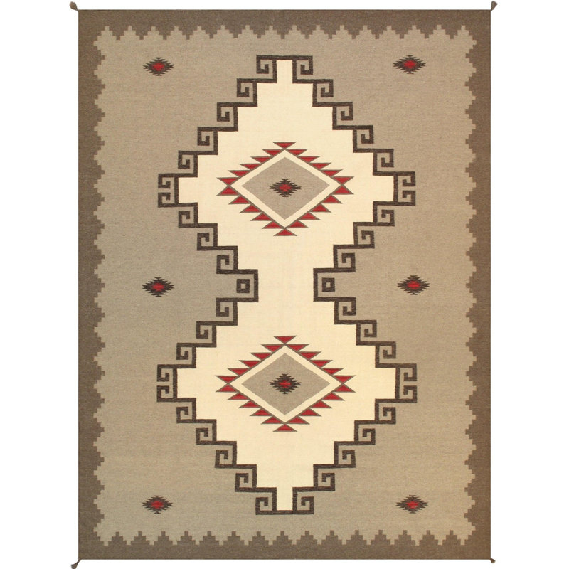 Tapis oriental rouge / crème / brun en laine / coton 8 pi 11 po x 12 pi Bryd