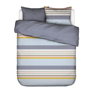 Walk The Line Cotton Striped Duvet Cover Set with Pillowcases