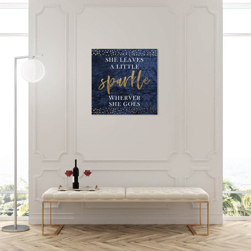 Empowered Women Leaves Sparkle - Art textuel sur toile, Toile tendue, H 45 po x l 30 po