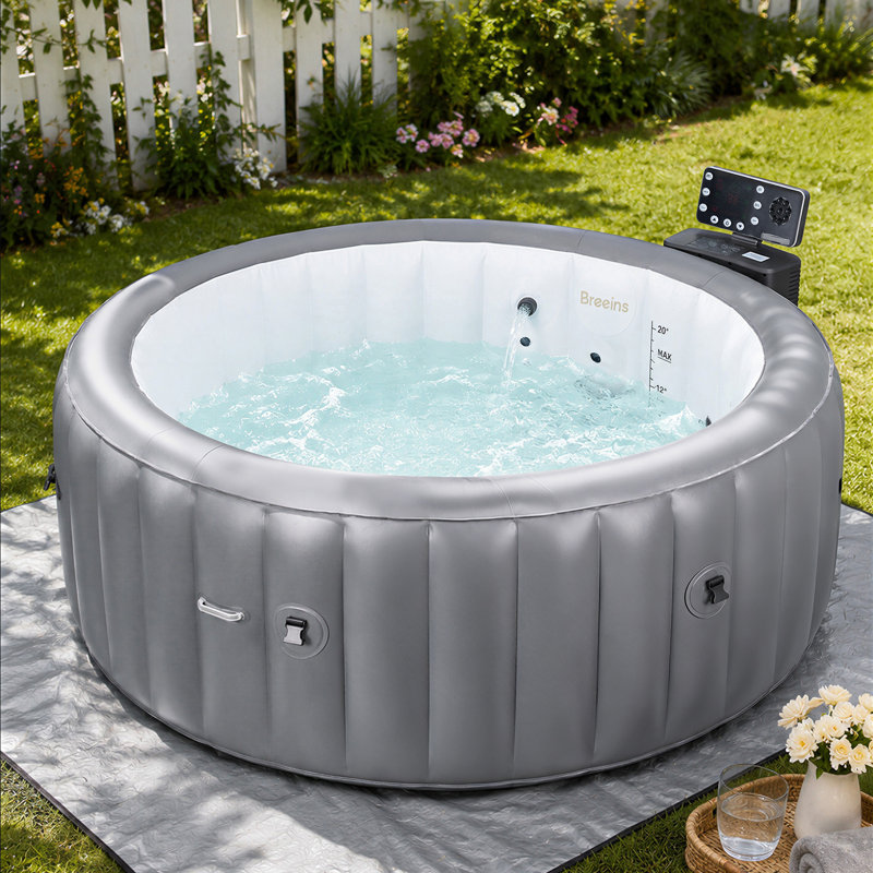 Garden Sanctuary 130 - Jet Polyvinyl Chloride (PVC) Round Standard (Hardwired) Hot Tub in Grey