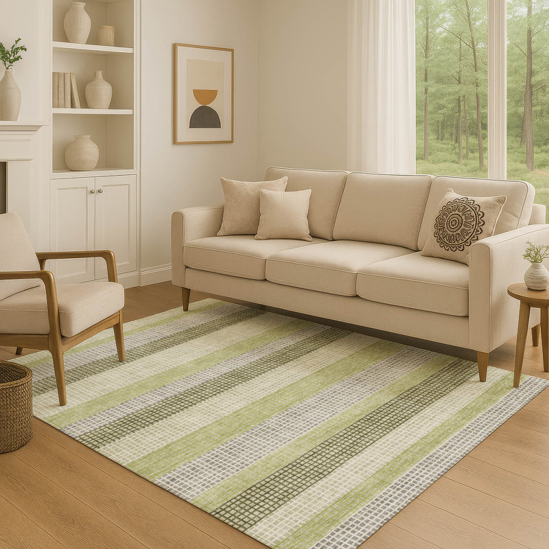 Tapis à rayures de qualité supérieure lavable à la machine Ansley, Rectangulaire 3 pi x 5 pi