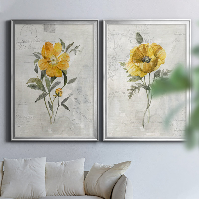 Canary Linen pivoine - ensemble de 2 reproductions d'art, H 22,5 po x l 61 po x P 1,5 po, Pas de tapis